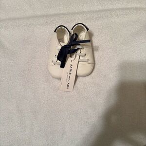 Janie and Jack White Sneakers with Navy Accents